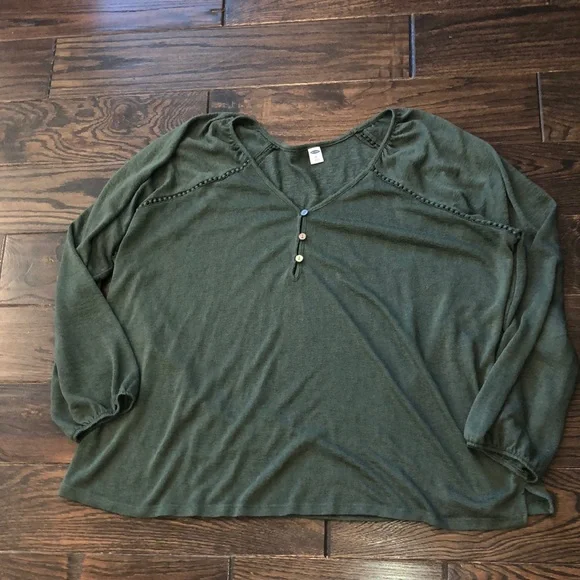 Old Navy green knit top long sleeve size XXlarge - Picture 2 of 7